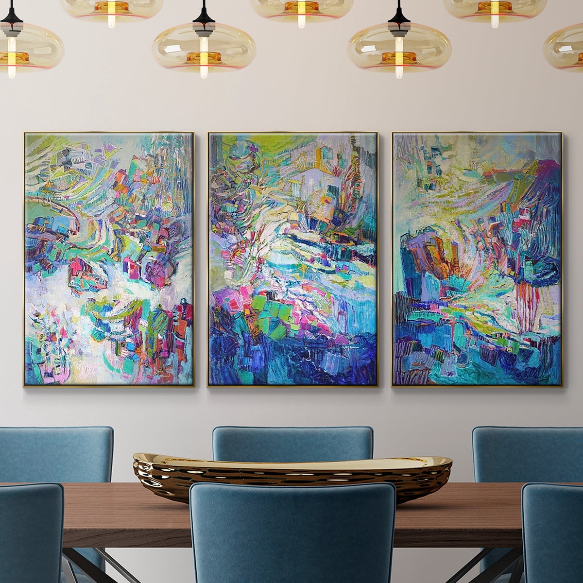 Gathering up the Goddess I - Framed Premium Gallery Wrapped Canvas L Frame 3 Piece Set - Ready to Hang