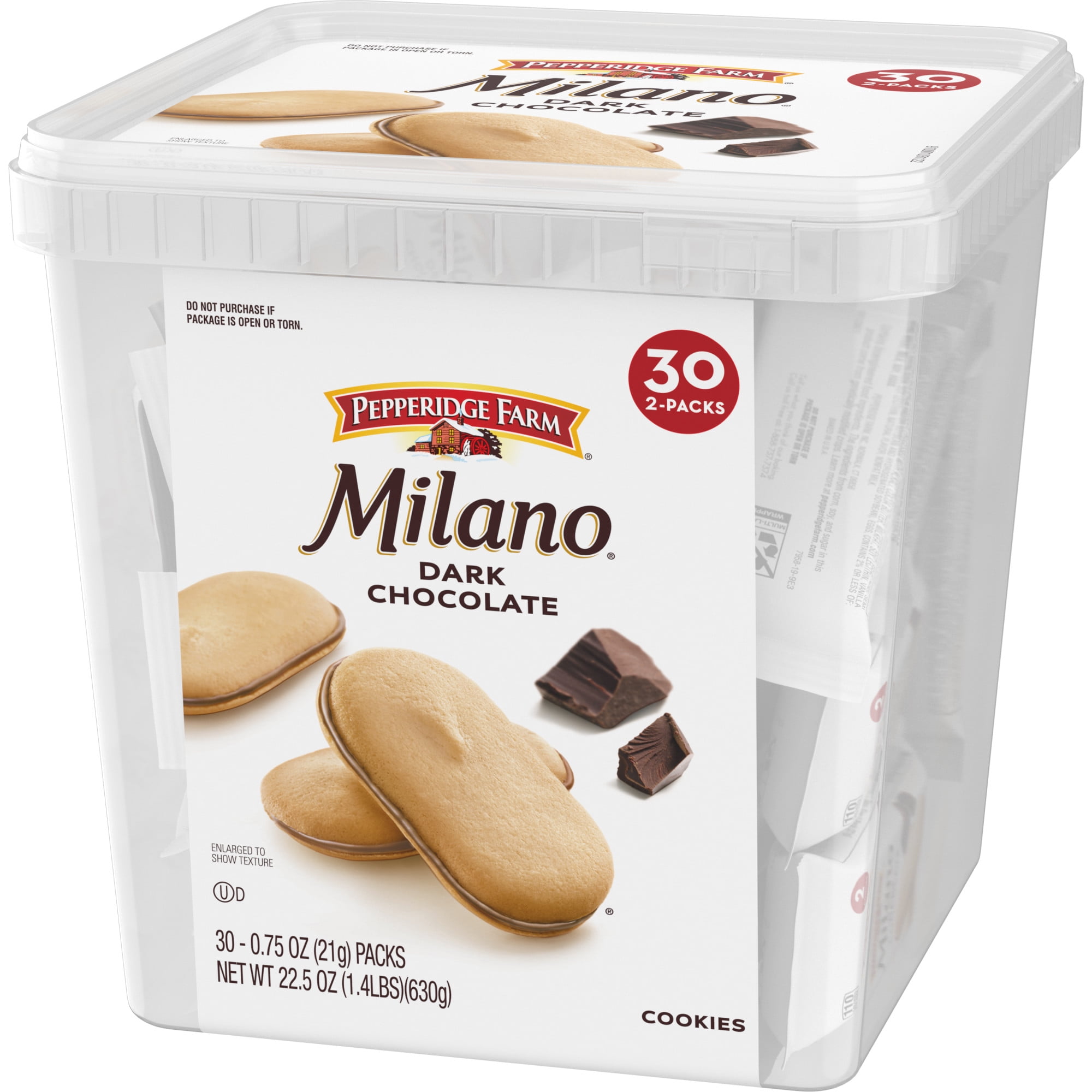 Pepperidge Farm Milano Cookies, Dark Chocolate, 30 Packs, 2 Cookies per Pack