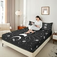 thumbnail image 4 of Homewish Bohemian Moon Sun 4-Piece Full Size Sheets For Female Men Teens,Universe Galaxy Bed Sheets,Black White Lightweight Sheet Sets,Ultra Soft Home Decor, 4 of 7