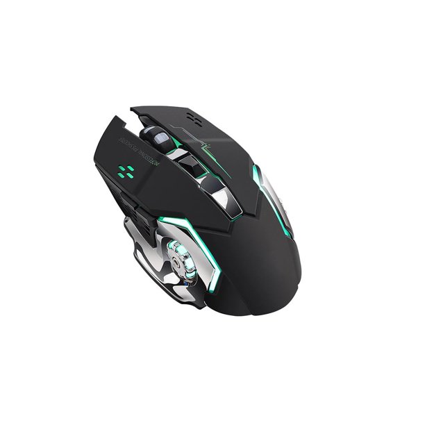 Sidaley Ratón inalámbrico para juegos de 2,4 GHz, 800-1600-2400 DPI, ratón ajustable para ordenador, ratón USB con efecto de luz RGB, 6 botones con Juegos de teclado y mouse para computadora Negro