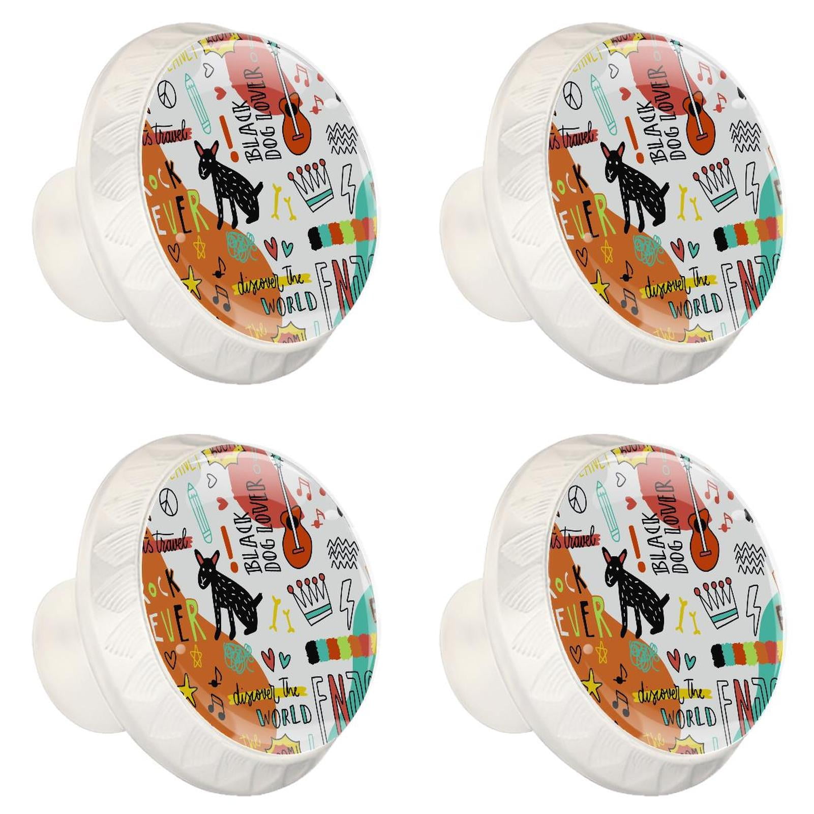 4 Pcs Cute Rock Guitar Knobs for Kitchen Cabinet Cupboard Dresser Bookcase Drawer Pulls Handles Round Home Decor