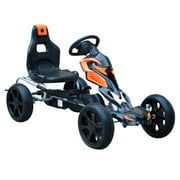 Aosom Go Kart Kids Pedal Powered Ride On Car Toys Racer with Hand Brake, Adjustable Seat, for Boys & Girls, (Black & Orange)