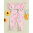 thumbnail image 4 of Bslissey Newborn Baby Girls Summer Jumpsuit Flower Print Short Sleeve Zipper Footless Rompers Infant Toddler Cute One Piece Bodysuit 3M 6M 12M 18M 24M, 4 of 9