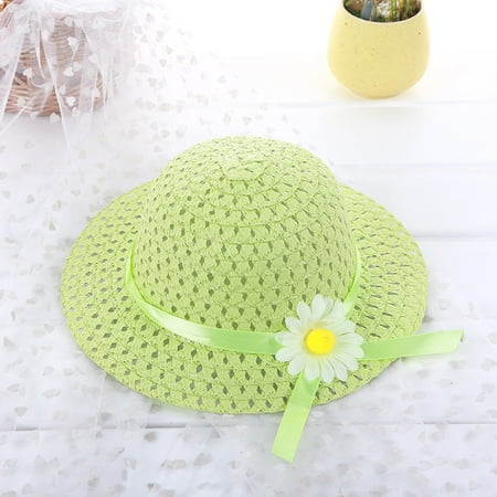 

kpoplk Baby Hats Visor Beach Hats Kids Baby Sun Hat Flower Floral Girl Summer Straw Kids Hat(Green)