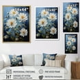 thumbnail image 4 of Designart "Moonlit Blooms Of White And Blue Zinnias" Zinnias Floater Framed Wall Decor, 4 of 5