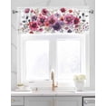 thumbnail image 2 of Purple Floral Linen Curtain Valance for Bedroom/Bathroom/Kitchen/Living/Dining Room Window,Eucalyptus Aesthetic Leaves Botanical White Pocket Topper Drapes Decorative Cafe Drapery Panel 42"x12", 2 of 6