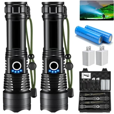 [2 Pack] DXIMRX 120000 Lumens Rechargeable Flashlights, Super Bright Flashlight with 5 Modes and Zoomable, IPX7 Waterproof, Usb LED Flashlight for Emergencies, Camping, Home