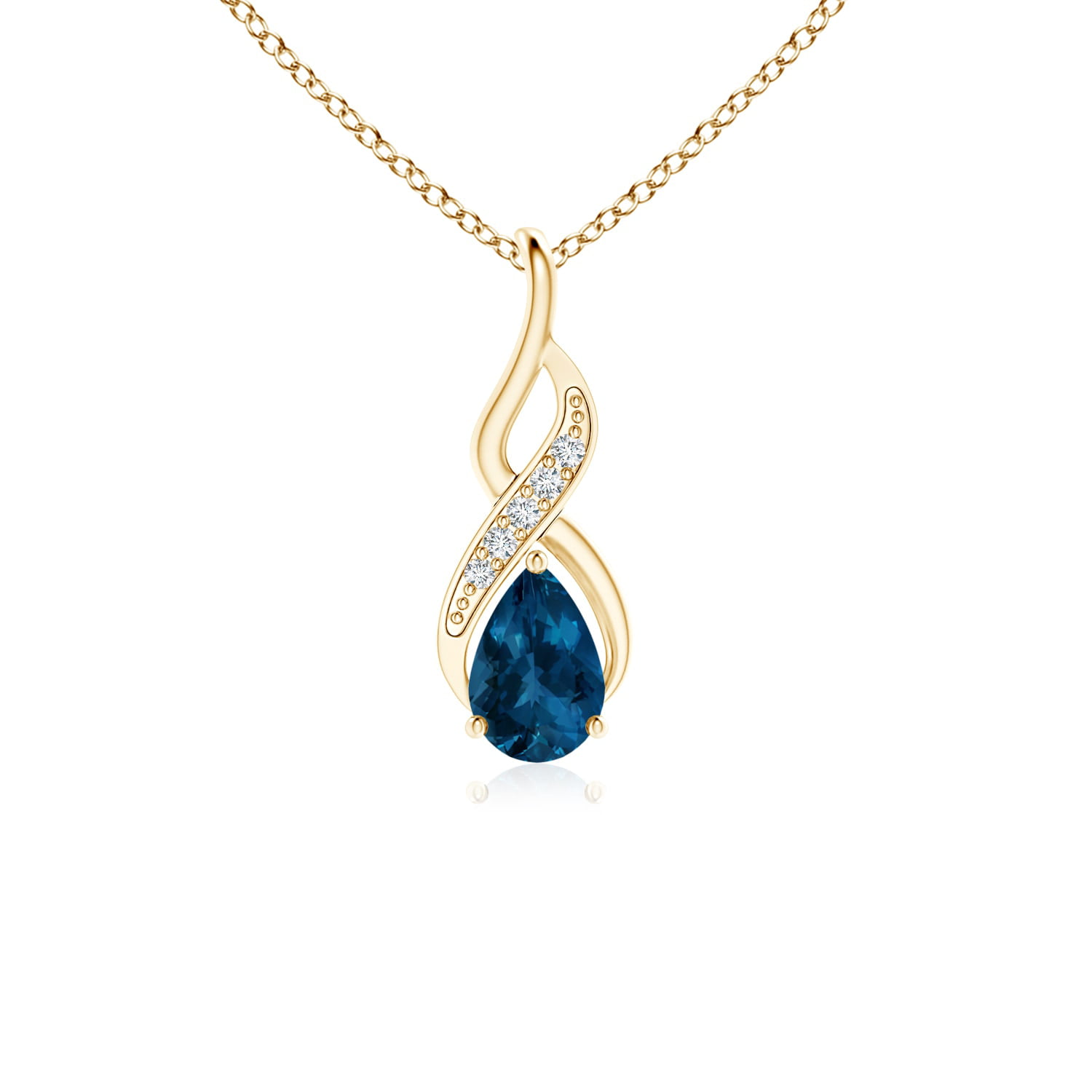 ANGARA Natural London Blue Topaz Solitaire Infinity Pendant Necklace for  Women, Girls in 14K Yellow Gold (Grade-AAA | 6x4mm) | December Birthstone | 