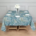 thumbnail image 3 of Blue Pioneer Flower Square Tablecloth,Waterproof Square Table Cover,Wipeable Spillproof Washable Table Cover for Home Kitchen Party Decor 42"X42"(107x107cm), 3 of 6
