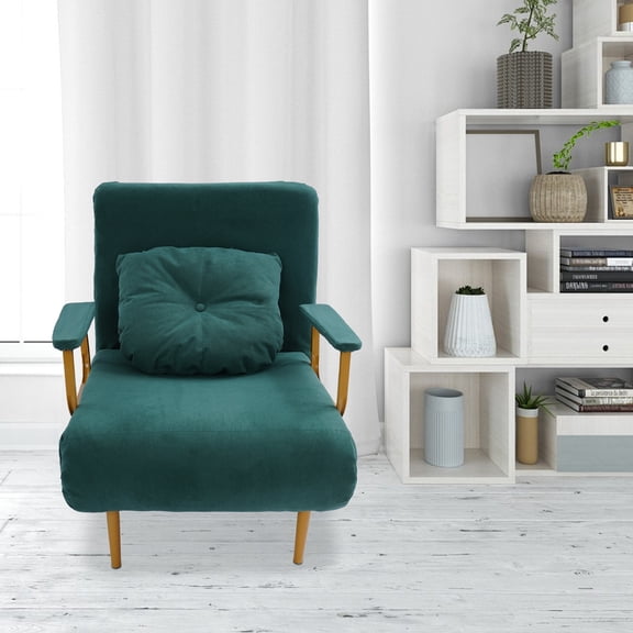 Convertible Sofa Bed, Green Folding Design 26.8x74.8in Bed Size, 5-Position Adjustable Backrest, 286lbs Capacity for Living Rooms