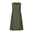 thumbnail image 5 of gakvbuo summer tank dresses for women 2024 vacation Women's Cotton Linen Color Loose Round Neck Sleeveless Dress, 5 of 7