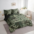 thumbnail image 3 of Feelyou Green Square Camo Twin Bedding Sets 7-Piece, Vintage US Flag Bedding Comforter Set, 3 of 8