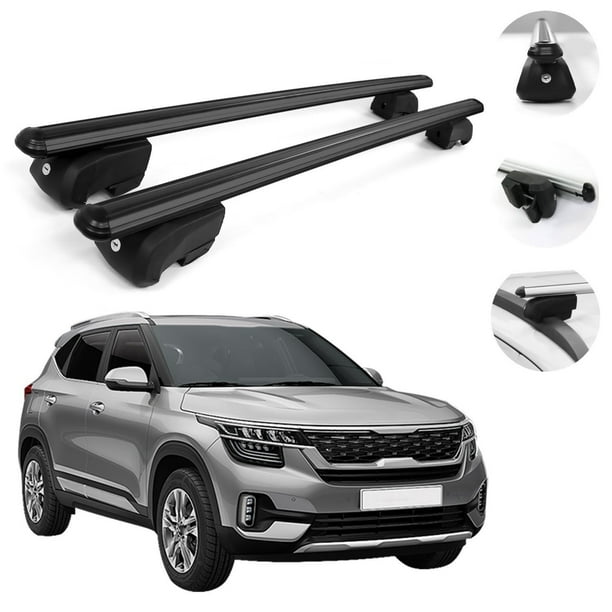 Fits Kia Seltos 2021 Black Roof Rail Rack Cross Bars Aluminum Luggage