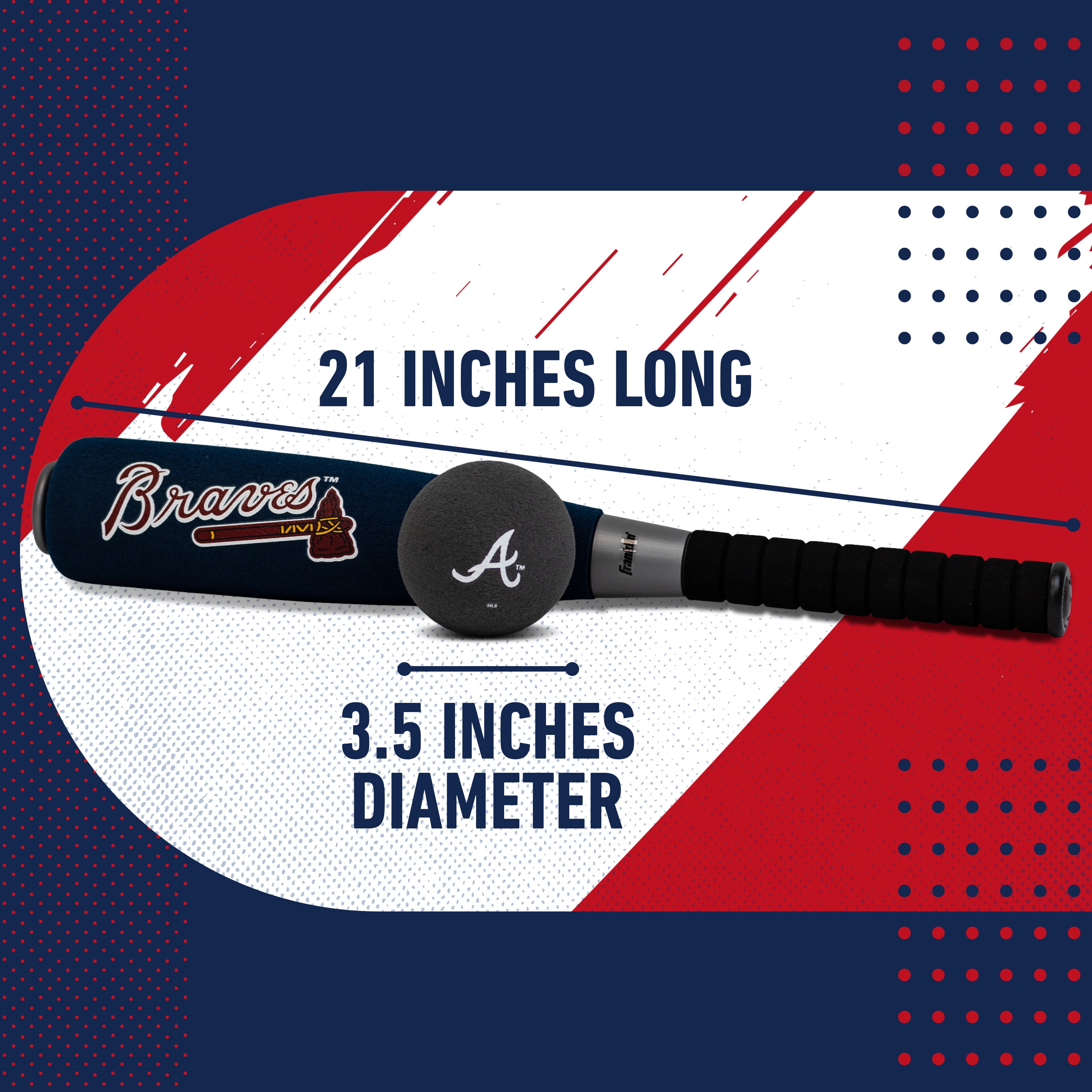 Pets First MLB Atlanta Braves BAT TOY for DOGS & CATS. 29 MLB Teams  available. - Plush PET TOY with inner SQUEAKER. Officially Licensed  Baseball BAT.