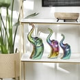 thumbnail image 2 of 14", 12", 10"H Multi Colored Ceramic Elephant Sculpture with Rainbow Shimmer Finish, by DecMode (3 Count), 2 of 12