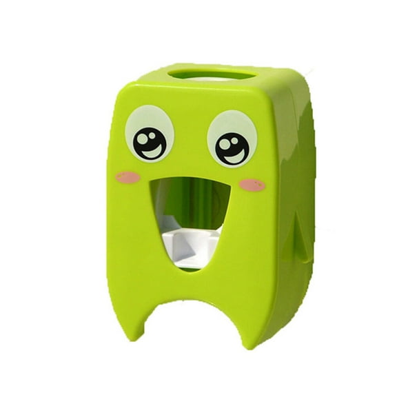 Wall Mounted Automatic Dustproof Toothpaste Dispenser Cartoon Hands Free Toothpaste Squeezer (Green Pattern)