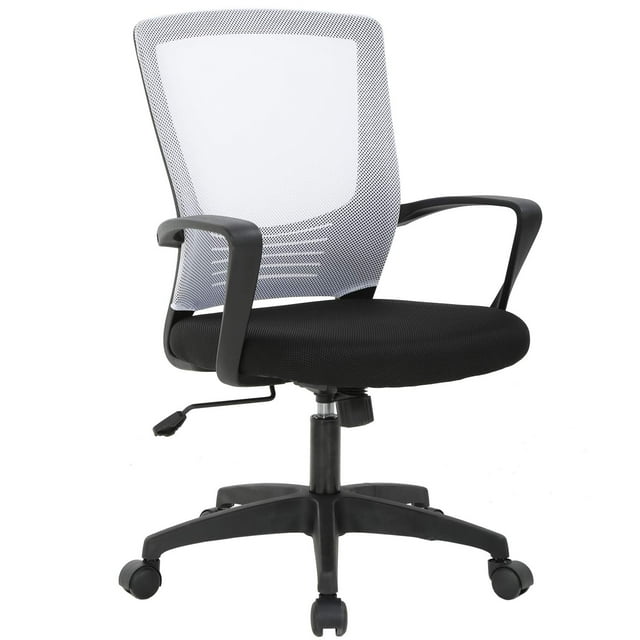 Ergonomic Office Chair Desk Chair Mesh Computer Chair Rolling Swivel Modern Executive Chair Adjustable Stool Back Support for Home, Office, White
