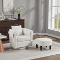 thumbnail image 4 of Aukfa Swivel Barrel Accent Chair with Ottoman, Upholstered Armchair Lounge Chair with Pillow & Armrest Covers,White, 4 of 7