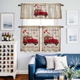 thumbnail image 4 of Valentine's Day Red Truck Curtain Tier and Valance Set 3 Piece, Rose Balloon on Newspaper 3-inch Rod Pocket Window Tier Curtains Valance for Kitchen Living Room, 4 of 9