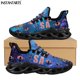 thumbnail image 1 of Zapatillas de deporte unisex con cordones y diseño de calavera y bandera estadounidense, de tendencia, para mujer, calzado transpirable para caminar, 1 of 6