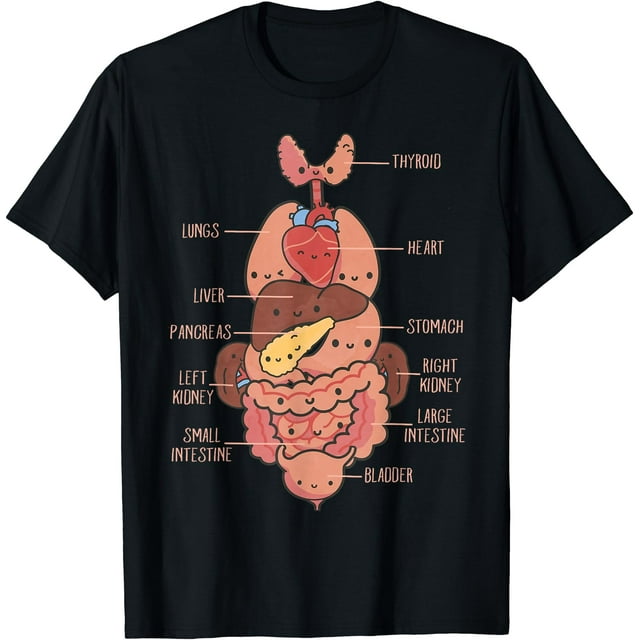 Anatomie Torse Humain Cœur Poumons Organes T-Shirt Graphique Médical Mignon - comme sur l'Image - 2TG