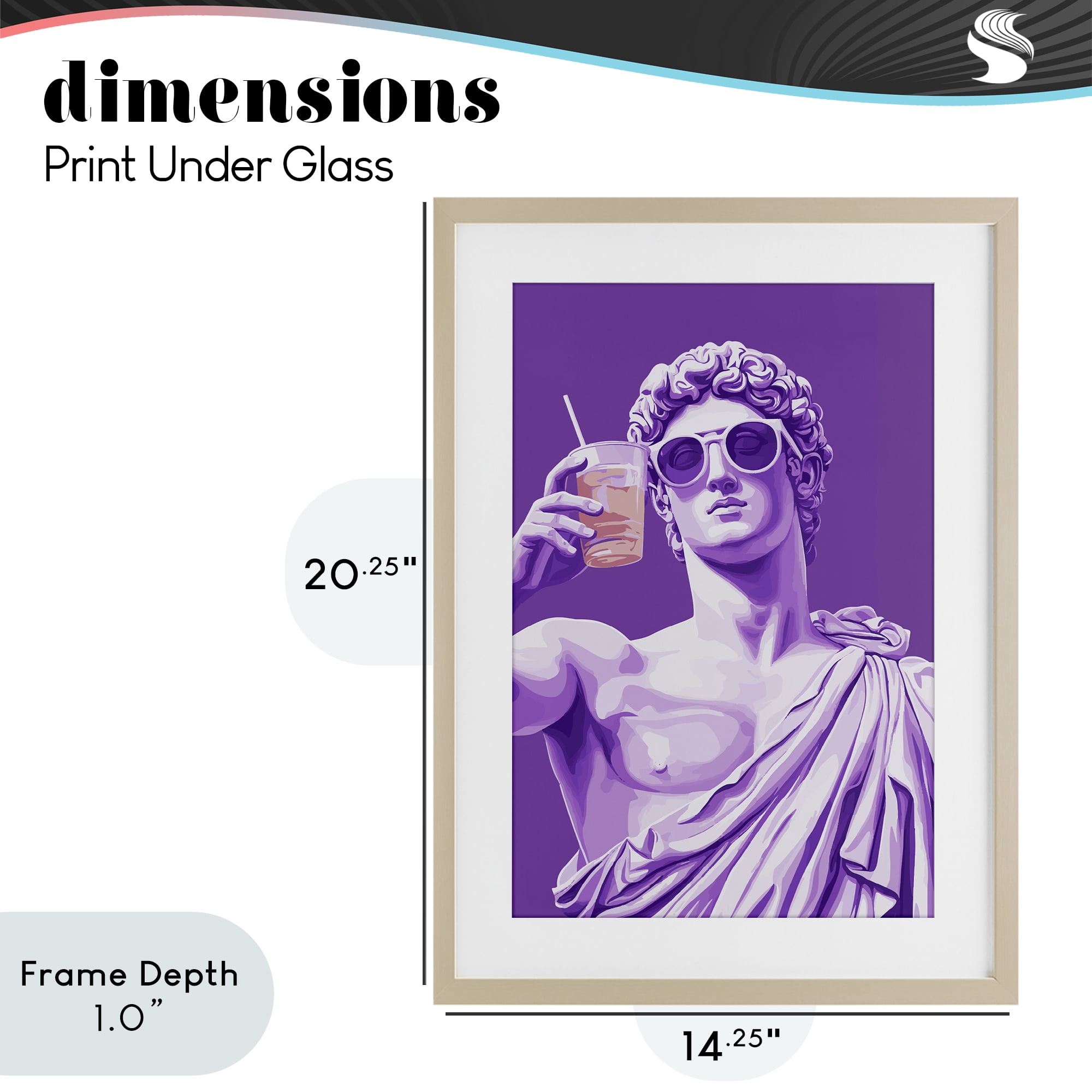 Stupell Industries Greek Statue Cheers Birch Framed Print Under Glass, design by Andreas Magnusson