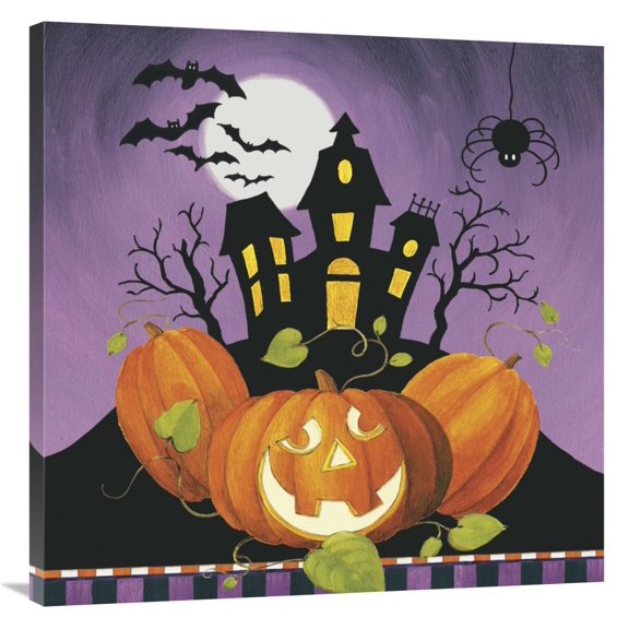Global Gallery's 'Happy Haunting House on Pumpkins' By Lisa Audit Stretched Canvas Wall Art