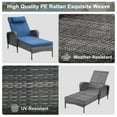 thumbnail image 3 of PARKWELL Set of 2 Outdoor Folding Chaise Lounge Chairs - Wicker Rattan Adjustable Recliners for Patio, Pool w/ Wide Arm and Cushions - Blue, 3 of 9