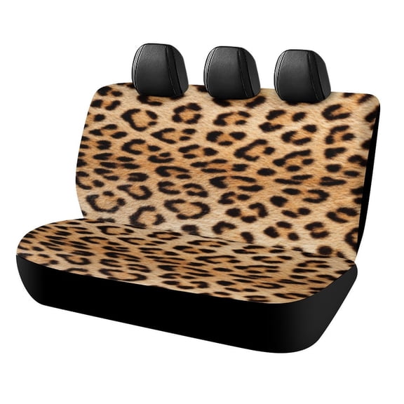Brown Leopard Print Car Rear Seat Covers,Bench Back Seat Cover , Easy to Install Universal Fit for Cars Trucks Vans And SUVs