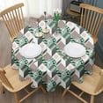 thumbnail image 3 of Green Pink Geometric Pattern Round Tablecloth 60"x60",Wrinkle Wipeable Table Cloth for Kitchen Dining Room Picnic Patio Party, 3 of 6