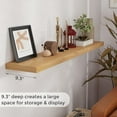 thumbnail image 3 of 55 Inch Oak Floating Shelves, 9.3 Inch Deep Wall Mounted Floating Shelf, 55 x 9.3 Large Storage Wall Shelf for Living Room, Floating TV Stand, Farmhouse Rustic 55" Long Fireplace Mantel, 3 of 6