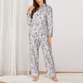 thumbnail image 2 of Yiaed Orchids Flowers Print Pajamas Women's Long Sleeve Sleepwear Soft Button Down Loungewear Pjs Lounge Set Nightwear Womens Pajama Pants-X-Large, 2 of 7