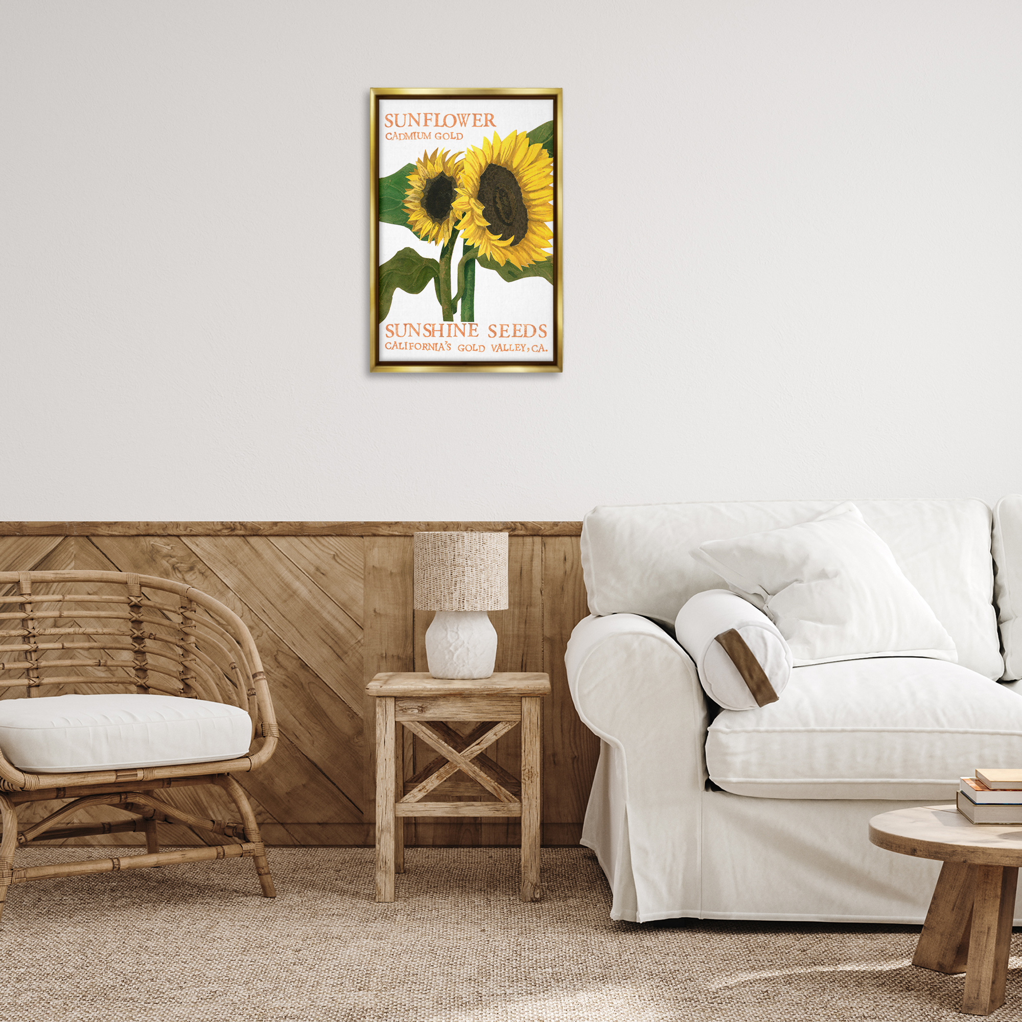 Stupell Industries Sunflower Seeds Design Typography Painting Gold Floater Framed Art Print Wall Art, 17 x 25