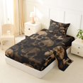 thumbnail image 2 of Homewish Goth Sugar Skull Twin Sheets,Skeleton Halloween Bedding,Brown,3 Pieces,1 Fitted Sheet and 1 Pillowcase, 2 of 6