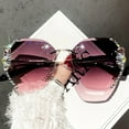 thumbnail image 4 of Gafas de sol Qarigey Elegantes con diamantes de imitación mujer lentes rosa, 4 of 6