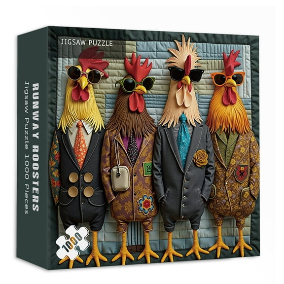 Puzzles for Aadults 1000 Pieces,Runway Roosters Jigsaw Puzzle 1000 Pieces for Adults, Fashionable Rooster Art Puzzle, Challenging Difficult Animal Puzzles, Unique Gift for Puzzles Enthusiasts