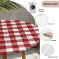 thumbnail image 3 of Farmhouse Buffalo Plaid Round Tablecloth for 36-44 Inch Tables, Fitted Table Cover with Elastic Edge, Red White Checkered Waterproof Outdoor Table Cloth Protector for Patio Garden Dinner Picnic, 3 of 9