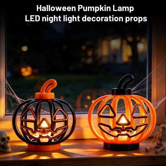 Halloween Pumpkin Lantern, Light Up Jack O Lantern Hanging LED Candle Lamp, Hollow Pumpkin Face Decor for Indoor Outdoor Halloween Party Decorations