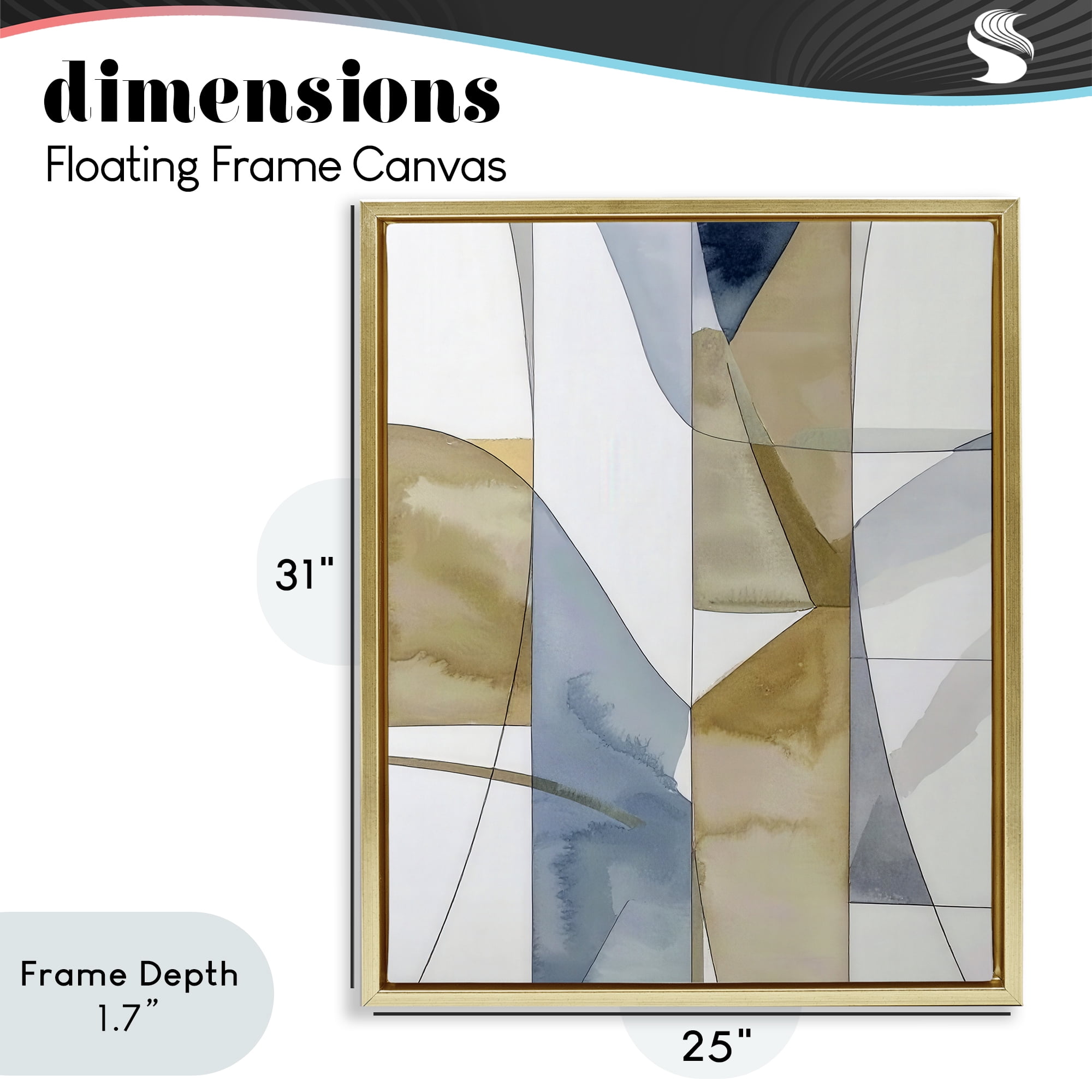 Stupell Industries Geographic Abstract Sections Gold Framed Floater Canvas Wall Art, design by Alonza Saunders