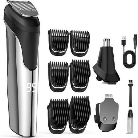 Beard Trimmer Hair Clipper for Men,All in One Men's Grooming Kit with Cordless Rechargeable Hair & Nose Trimmer Electric Shaver,Low Noise Moter & Stainless Steel Blade