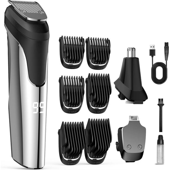 Beard Trimmer Hair Clipper for Men,All in One Men's Grooming Kit with Cordless Rechargeable Hair & Nose Trimmer Electric Shaver,Low Noise Moter & Stainless Steel Blade