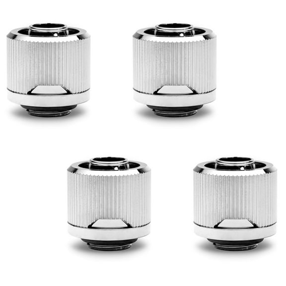 EKWB EK-Quantum Torque STC-10/16 Compression Fitting for Soft Tubing, 10/16mm (3/8" ID, 5/8" OD), Nickel, 4-pack