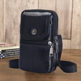 thumbnail image 4 of Men Cowhide Leather Phone Bags Solid Color Zipper Crossbody Bag (Coffee), 4 of 9