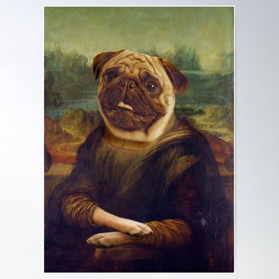 Kna Prints - 1 Pc Poster Mona Lisa Pug Gioconda Pug Pet Gift Wall Art, Modern Wall Decor For Living Room Bedroom, Wall Art,, UNFRAMED-8x12