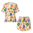 thumbnail image 4 of Picia Groovy Daisy Flowers Pajamas Sets for Women Soft Short-Sleeved Pjs with Lounge Shorts Two Piece Sleepwear-4X-Large, 4 of 9