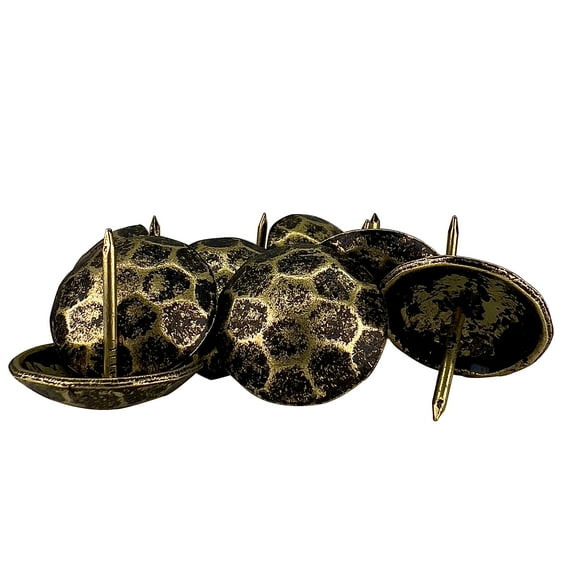 50 Pack - 1” Gold Decorative Clavo Nails Round Hammered Iron Antique Rustic Finish