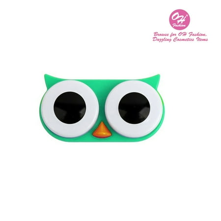 OH Fashion Contact Lens Case Owl style, Green travel case, 1 pc