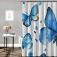 thumbnail image 2 of Jiayy Butterflies Blue Watercolor Shower Curtain Set 100% Polyester Fiber Bathroom Decoration 69x72, 2 of 7