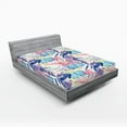 thumbnail image 2 of Ambesonne Nautical Themed Fitted Sheet, Modern Seahorse Art, Queen Size, Dark Lavender Dark Coral, 2 of 5
