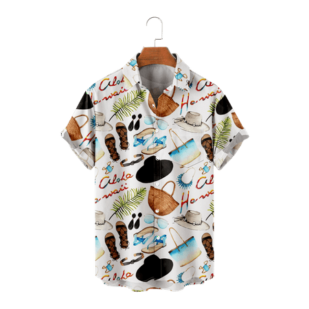 

MLFU Big Men s Hawaiian Shirt Short Sleeve Button Down Slim-Fit Fashion Shirt Breathable Blouses Up to 8XL